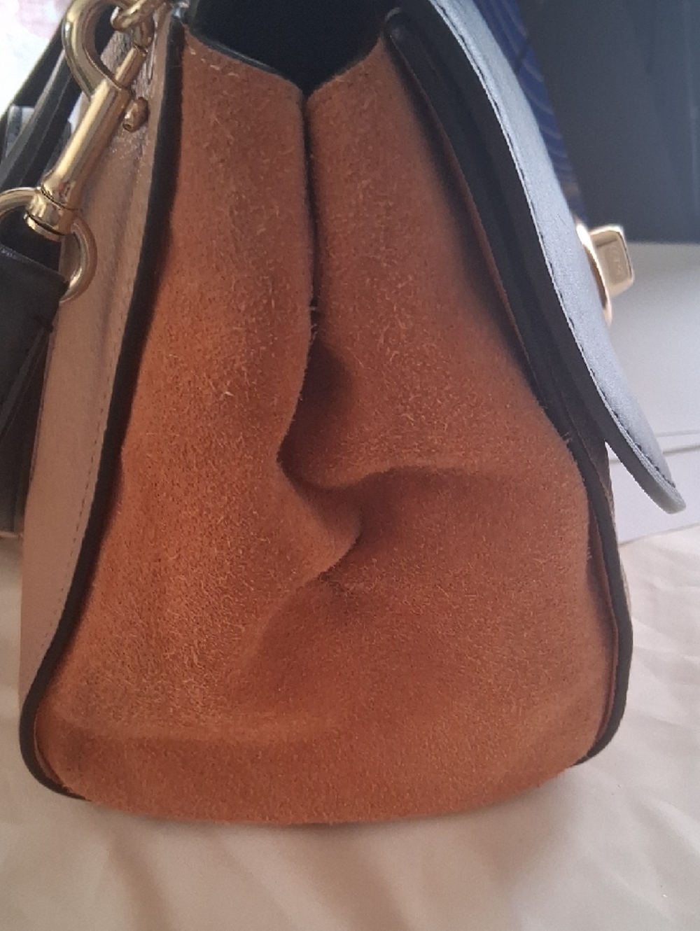 Coach Faye Leather & Suede Crossbody — NAVY BLUE & TAN - Picture 16 of 16